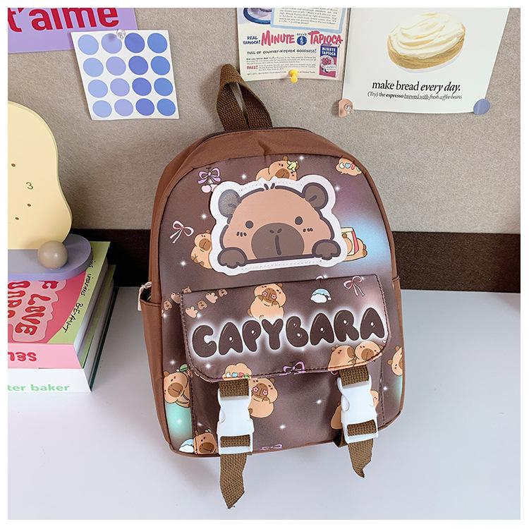 Mengqu Kapibara Boys And Girls Backpack Cute Printed Large Capacity Elementary School Bag Children'S Backpack