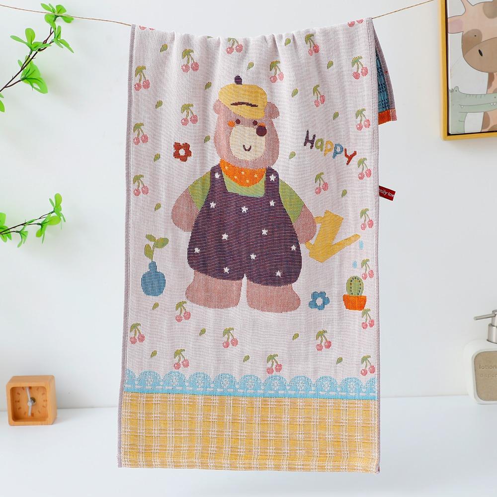 New 34*74cm Large Hand Towel Decorative 4 Layer Cotton Gauze Tea Towel Quick Dry Cartoon Washcloths for Home Restaurant