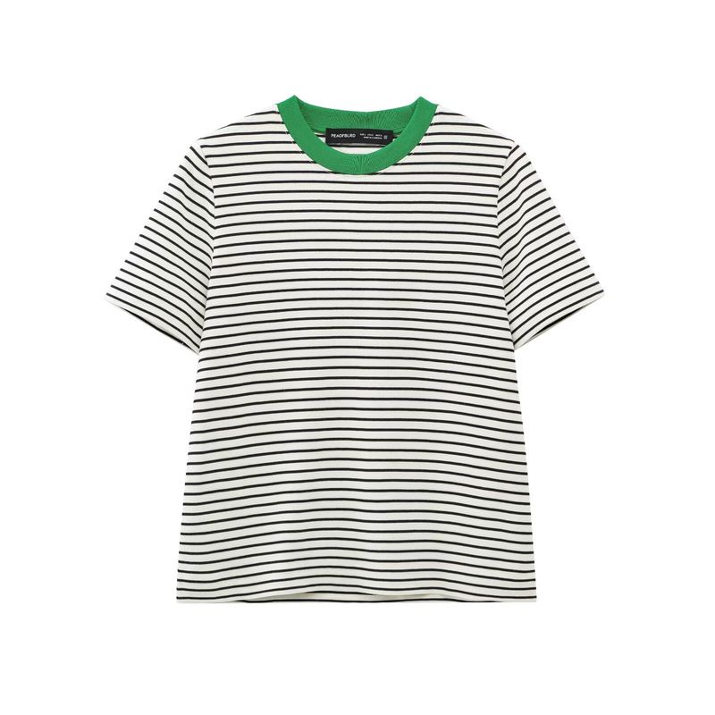 Women's Fashion All-Match Color-Block Crew Neck Short-Sleeved T-shirt