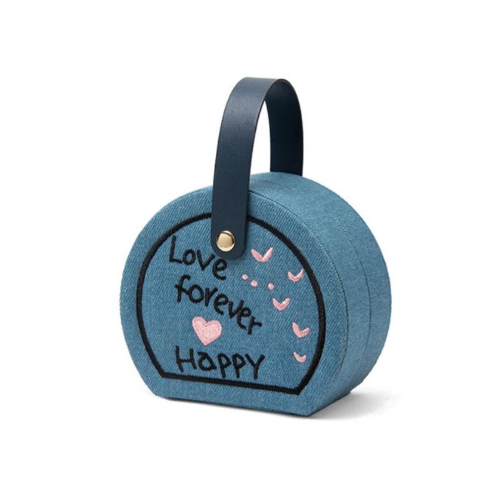 

Дисплей для ювелирных изделий Коробка для хранения ювелирных изделий Вышитая подарочная упаковочная коробка Браслет Dark Blue -Style 1