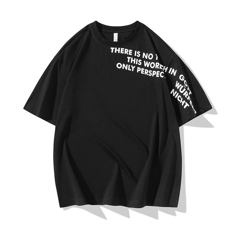 

Летняя повседневная мужская футболка из чистого хлопка с короткими рукавами Ice Silk S чёрный