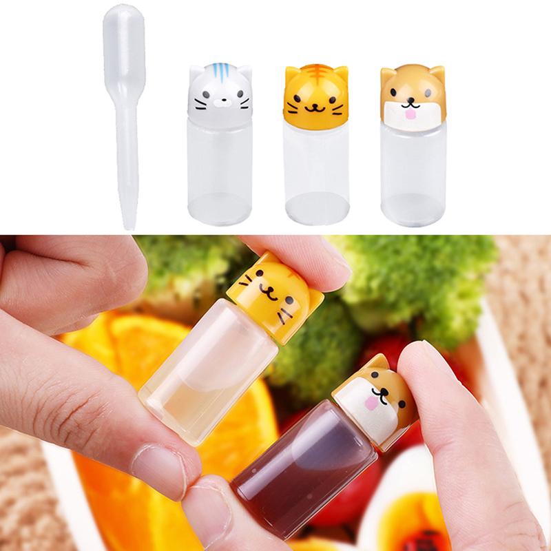 3Pcs Mini Seasoning Sauce Bottle Portable Ketchup Bottle Salad Dressing Container Bento Lunch Box