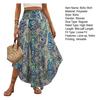 Boho Skirt Elastic High Waist A-Line Skirt Boho Adjustable Lace-up Retro Printed Loose Fit Slimming Skirt