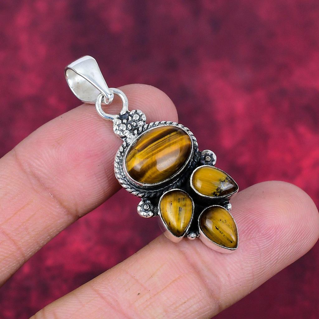 Tiger Eye 925 Solid Sterling Silver Pendant, Handmade Gemstone Pendant Jewelry, Gifts For Wife Brand New Pendant