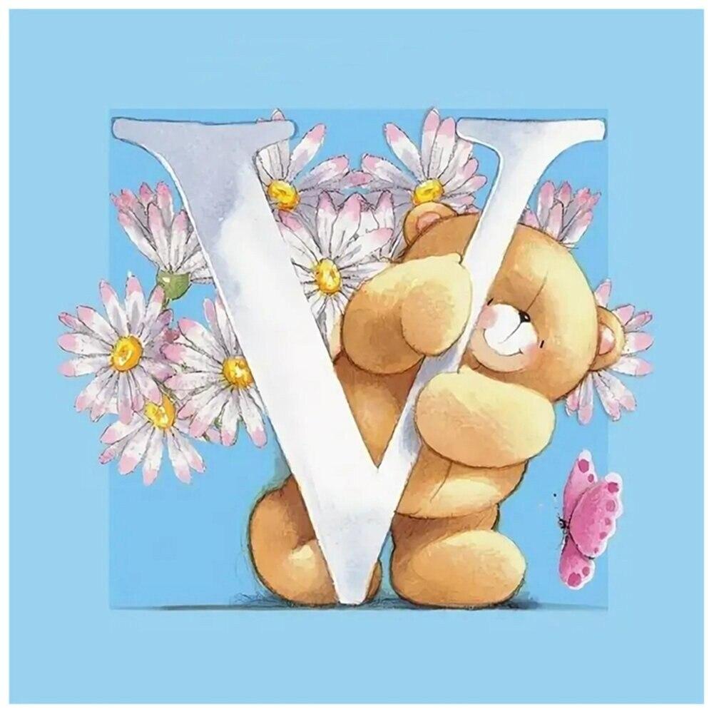 

5D DIY алмазная живопись Алфавит мультфильм медведь 26 английские буквы Алмазная мозаика картина из стразов вышивка домашний декор подарок Full Round 20x30CM