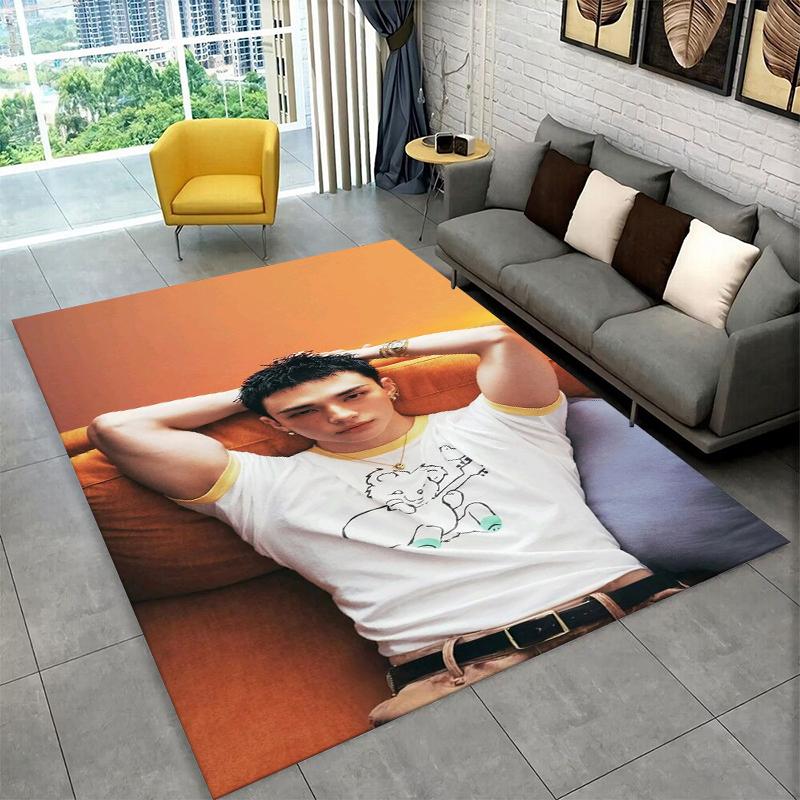 Fashion Kpop Hyunjin Stray Kids Non-Slip Area Rug for Living Room,Bedroom,Playroom,Soft Carpet Floor Mat Home Decor Rug Kid Room