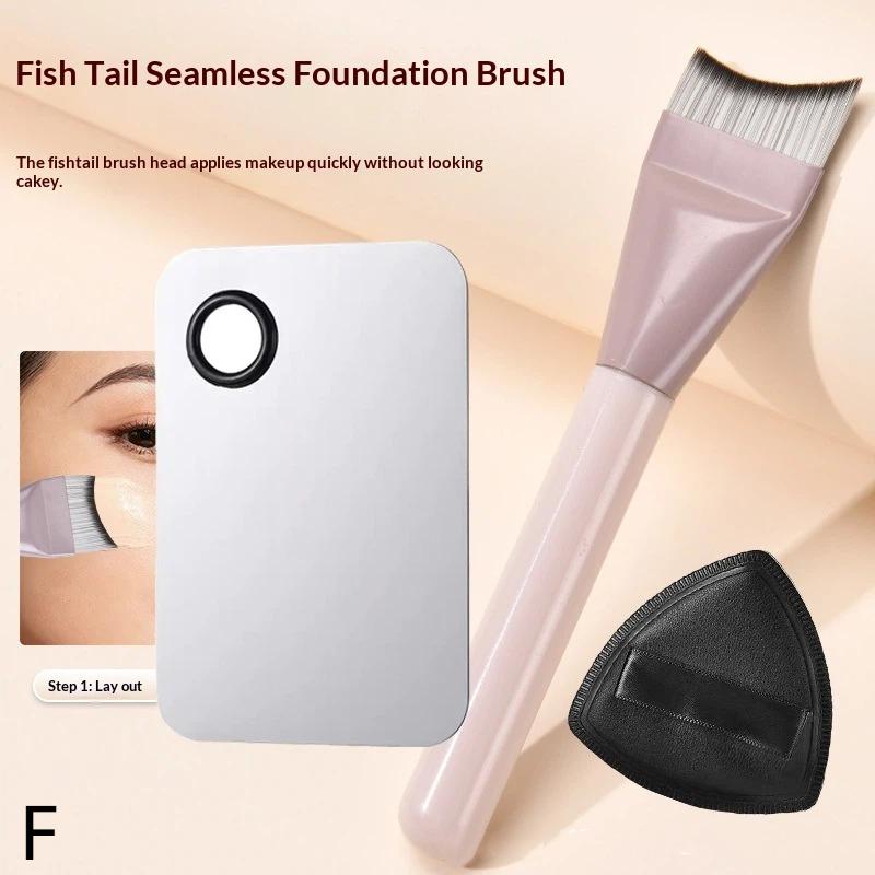 Foundation Brush +Makeup Palette + Black Powder Puff Set Foundation Cream Mixing Tool Nail Art Makeup Cosmetic Kits
