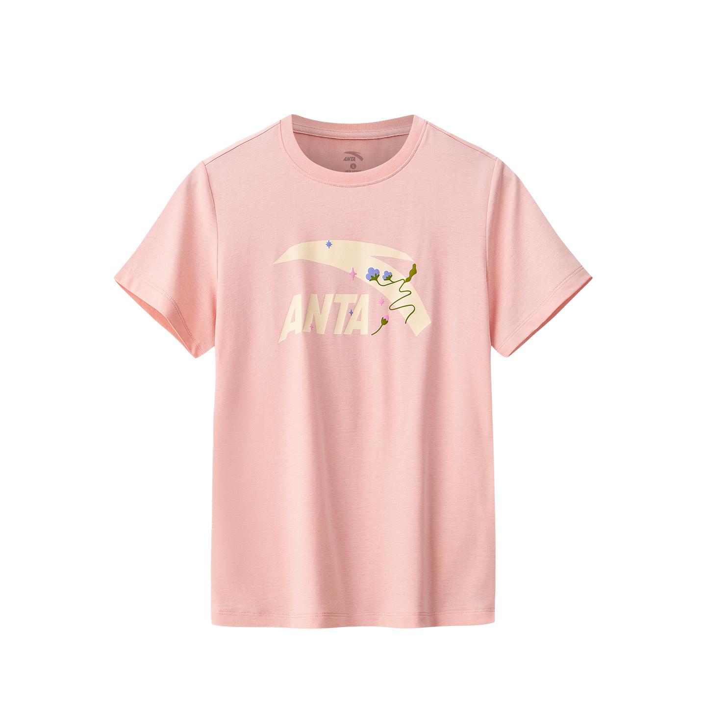 

Anta Short Sleeve Knitted T-Shirt Summer 2026 Women tops Peach-Pink 962628115-3 XS