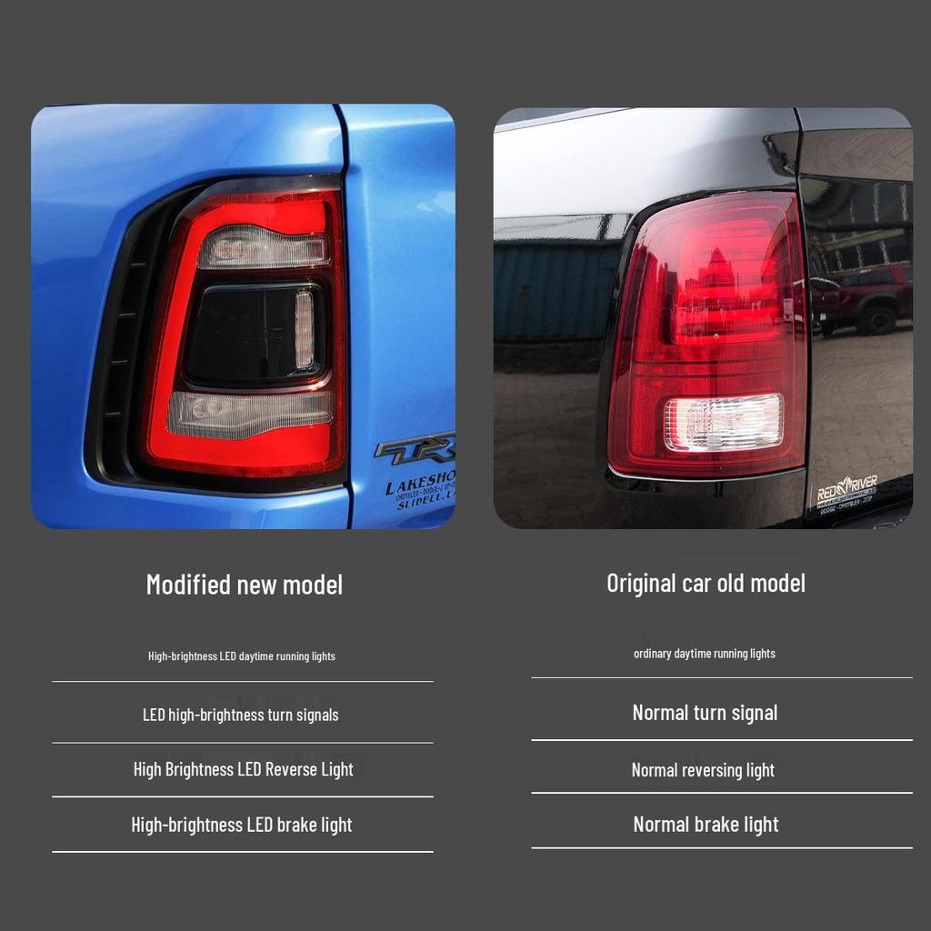 Upgraded LED Rear Tail Lights with Turn Signals & Daytime Running Lights for 09-18 Dodge Ram