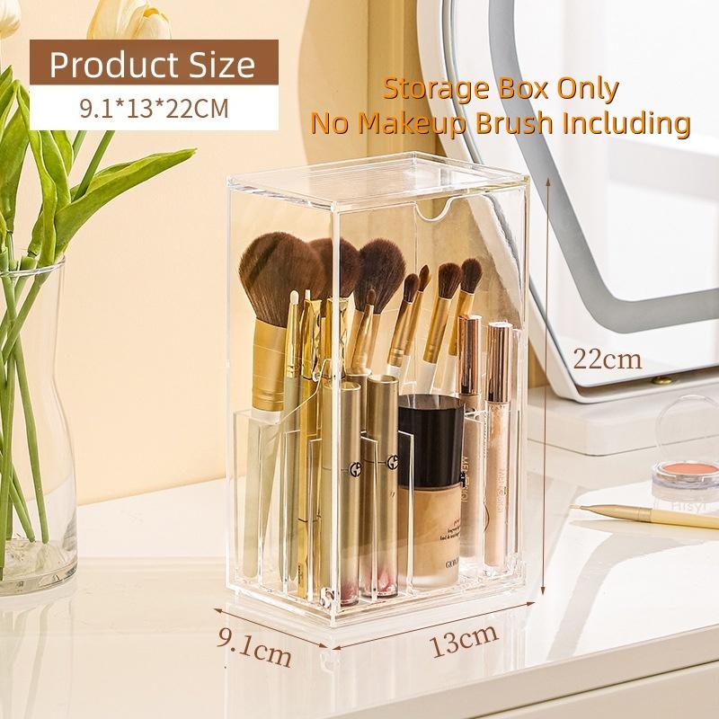 Large Capacity Storage Box Acrylic Makeup Organizer Dustproof Cosmetic Brush Lipstick Holder Skincare Display Box Vanity Desktop