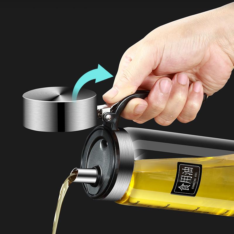 Oil bottle glass Oil pot leakproof Tank Kitchen soy sauce Bottles Vinegar Pots Seasoning Tool Set Of Household Flip Lid