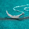Sterling Moissanite Necklace Women Minimalist Smile Line Chain With Micro Pave Zirconia Elegant Cool-Tone Pendant