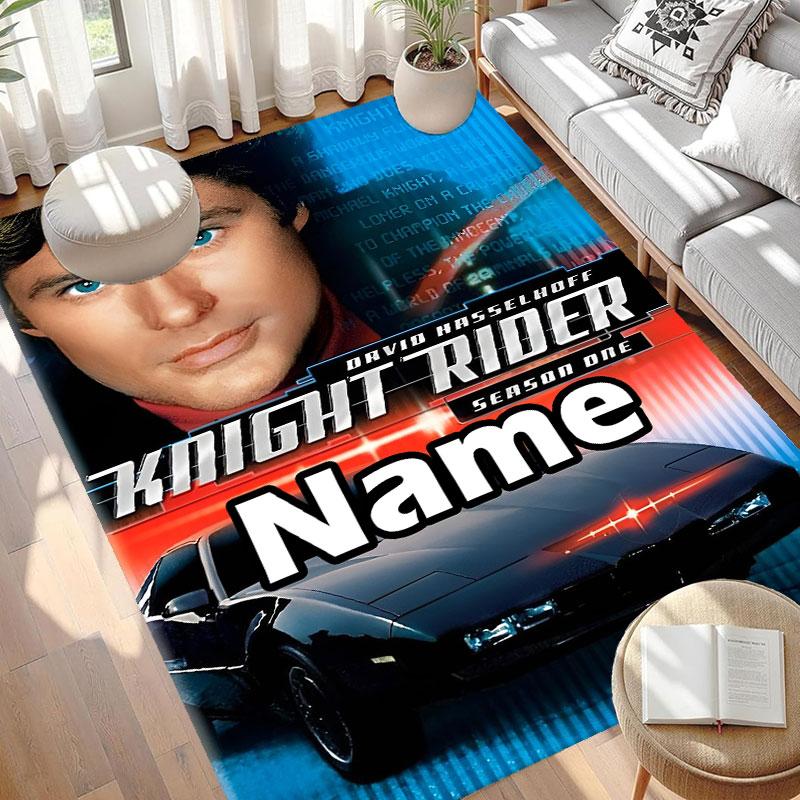 Custom Name Personalized Knight Rider Print Carpet, Versatile Home Decor Rug, for Playroom, Apartment, Balcony, Entryway, Hallway Gift