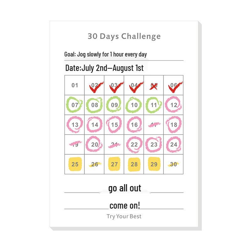 Simple 30-Day Self-Discipline Punch Card Planner - Mini Portable Efficiency Notepad