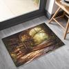 Vintage Style Tree Hollow Bookshelf Door Mat Floral Vines Literary Theme Home Decor Carpet Non-Slip Entrance Rug for Hallway