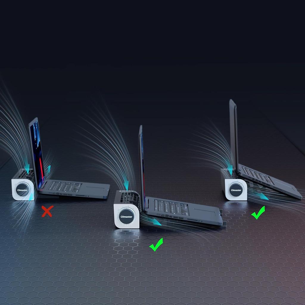 OImaster Laptop Cooler with Adjustable Stand, Laptop Cooling Pad 3-Speed Adjustable Small Desk Fan, USB Multi Function Laptop Cross-Flow Turbine