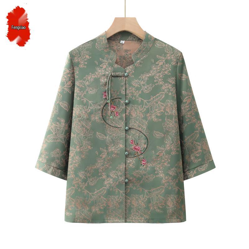 

Fengxiao Women s New Chinese Style 3/4 Sleeve Top 4XL