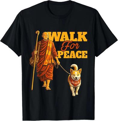 Peace Walking Monks and Aloka Dog Walk for Peace Men Women T-Shirt