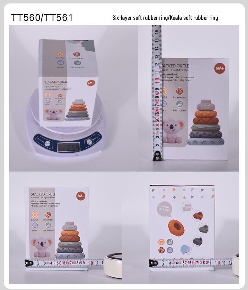 Kleinkind Früherziehung Regenbogen Stapel- & Quietschring Beißring Spielzeug