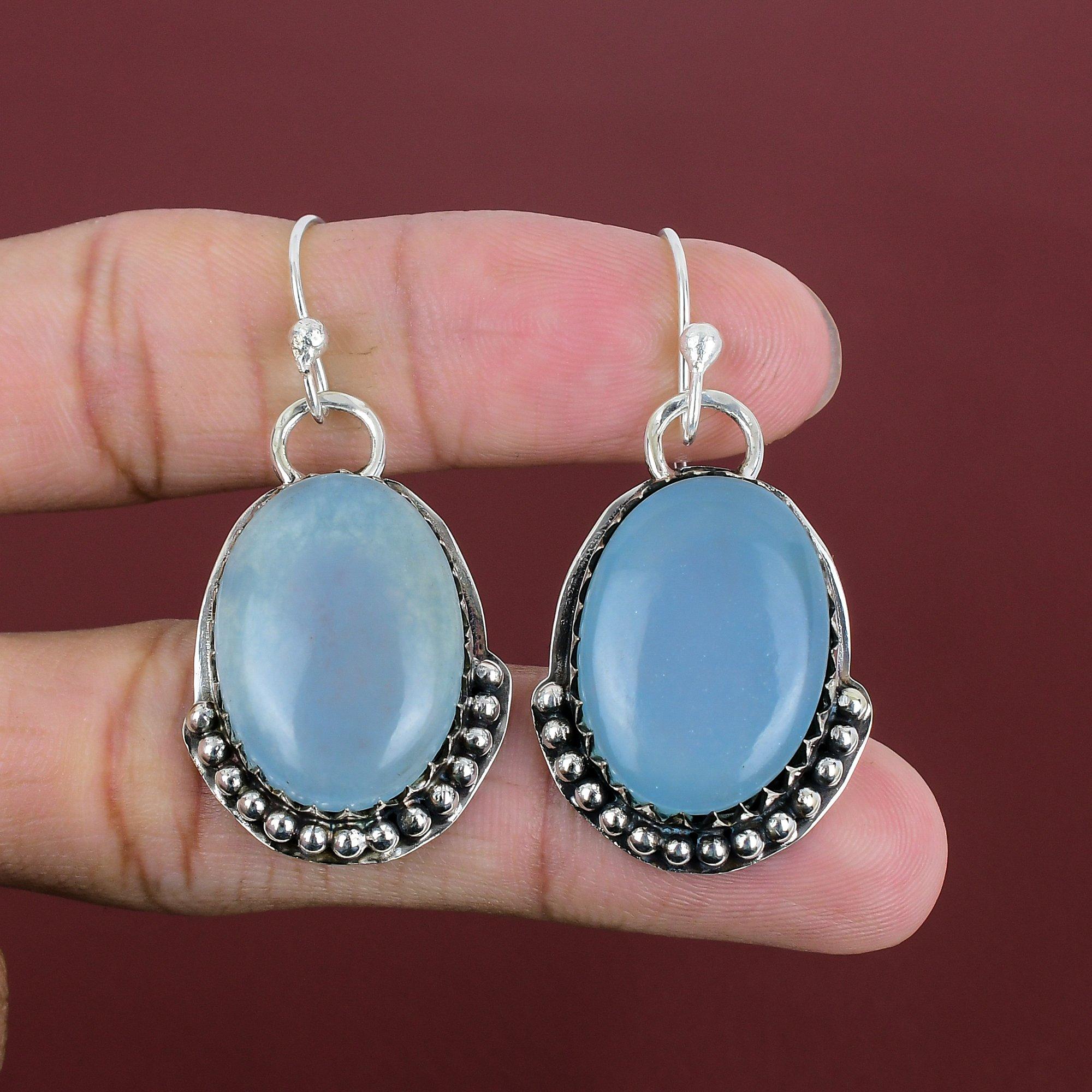 Серьги с аквамарином, оригинальные серьги с драгоценными камнями, серьги из стерлингового серебра 925 пробы, серьги ручной работы, ювелирные изделия с аквамарином, серьги-подвески, подарки на помолвку