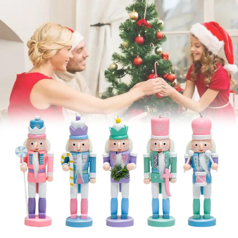 5pcs Wooden Nutcracker Soldier Puppet Figurine Home Tabletop Decor Xmas Gift