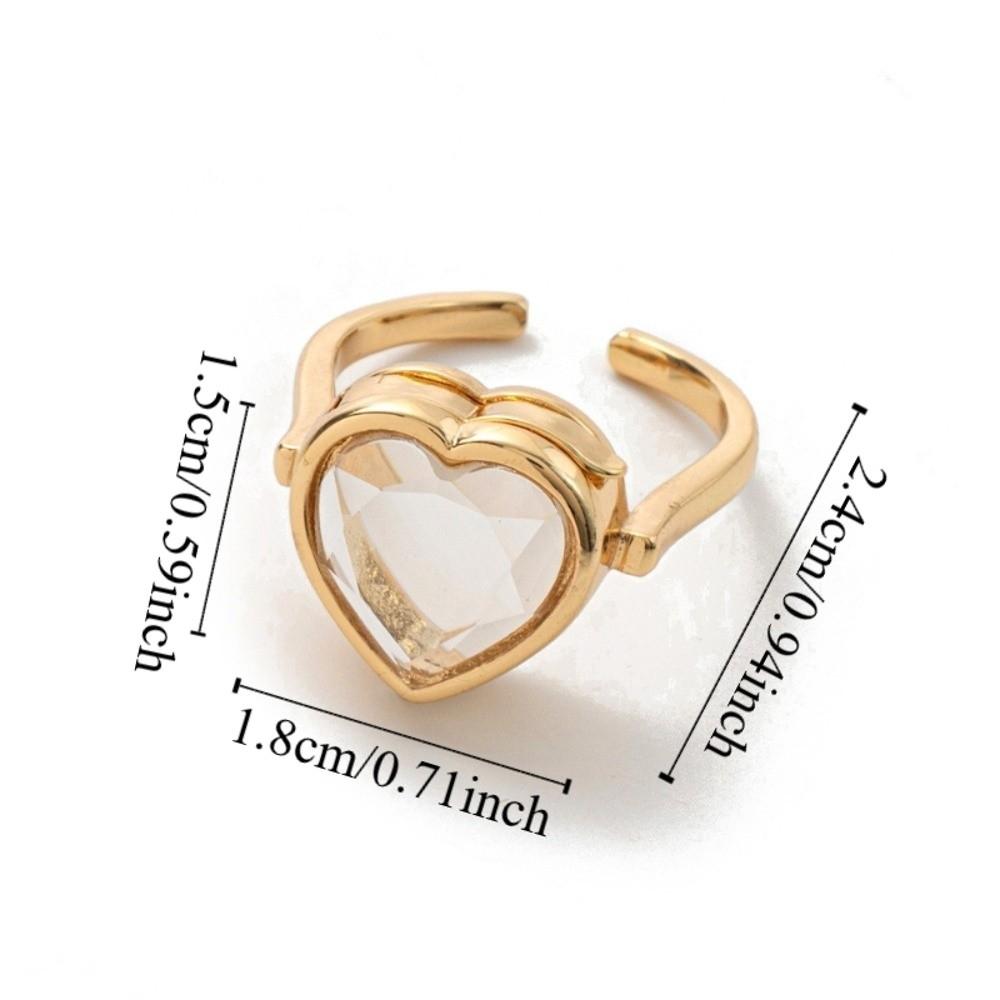 Hollow Circular Box Ring DIY Design Transparent Box Ring Cute Heart-shaped Box Ring Accessories