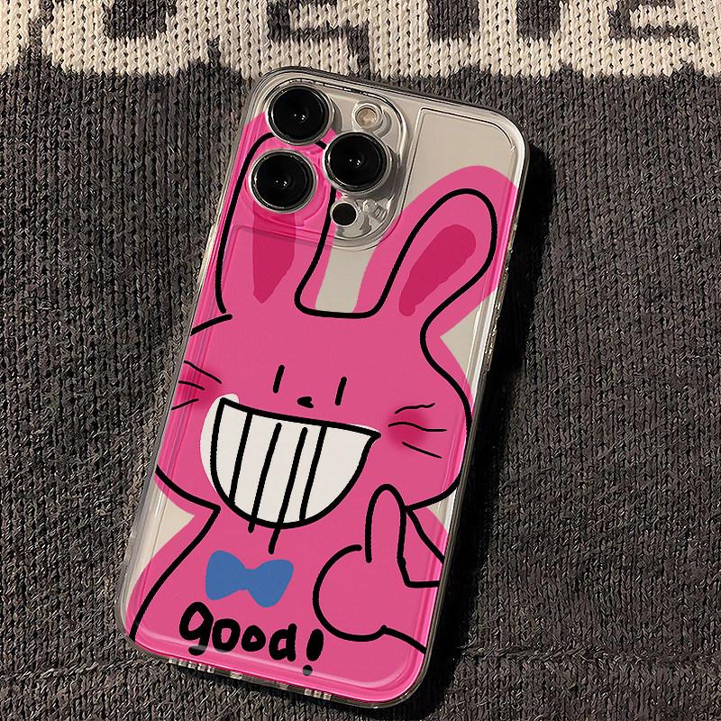 Big teeth Pink Rabbit Phone Case For iPhone 17 Pro Max 16 Pro 15 Plus 14 13 mini 12 11 16E Plus 17Air Fashion Soft Case