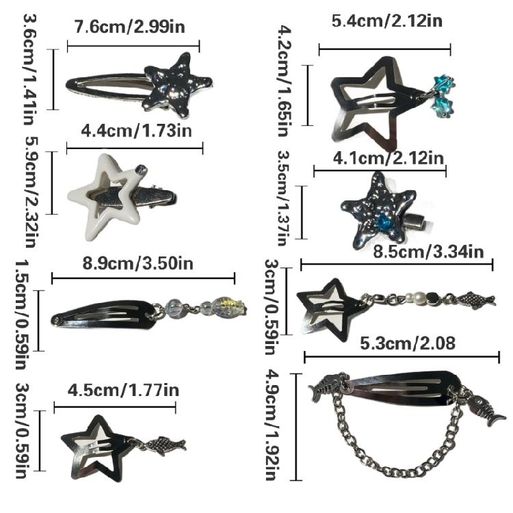 8pcs Silver Metal Star Hair Clip Comfortable And Secure Hair Accessories For Women And Girls Suitable For Weddings