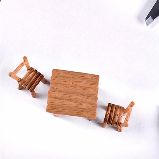 3ks/sada Pryskyřičné stolní židle Miniatury Příslušenství pro panenky Dekor na šířku