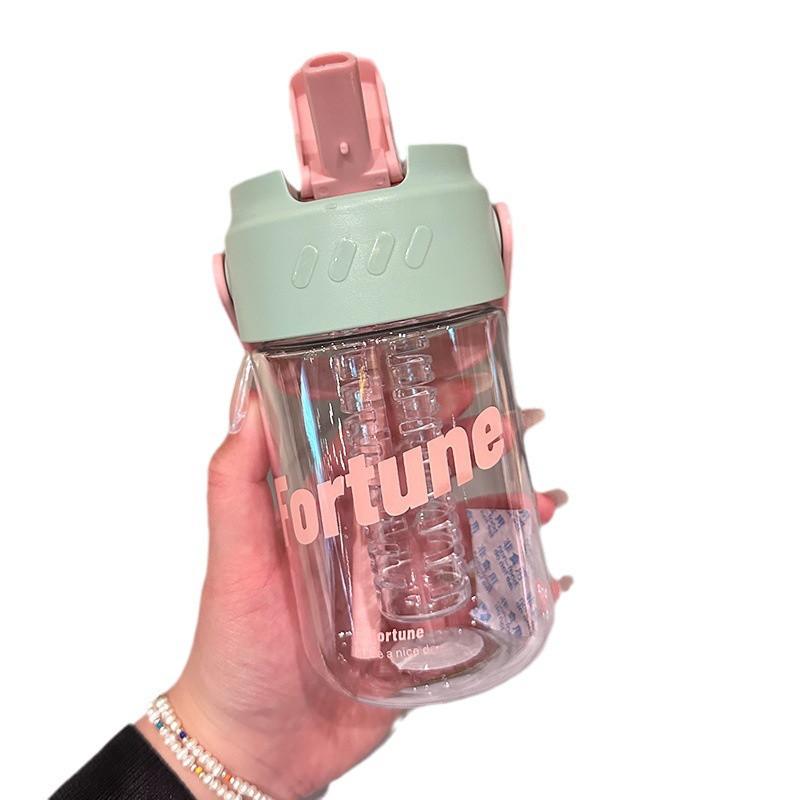 Wasserbecher Mädchen Hohe Schönheit Sommer Große Kapazität Neuer Strohhalmbecher Kunststoff Sommer Tragbar Zum Mitnehmen