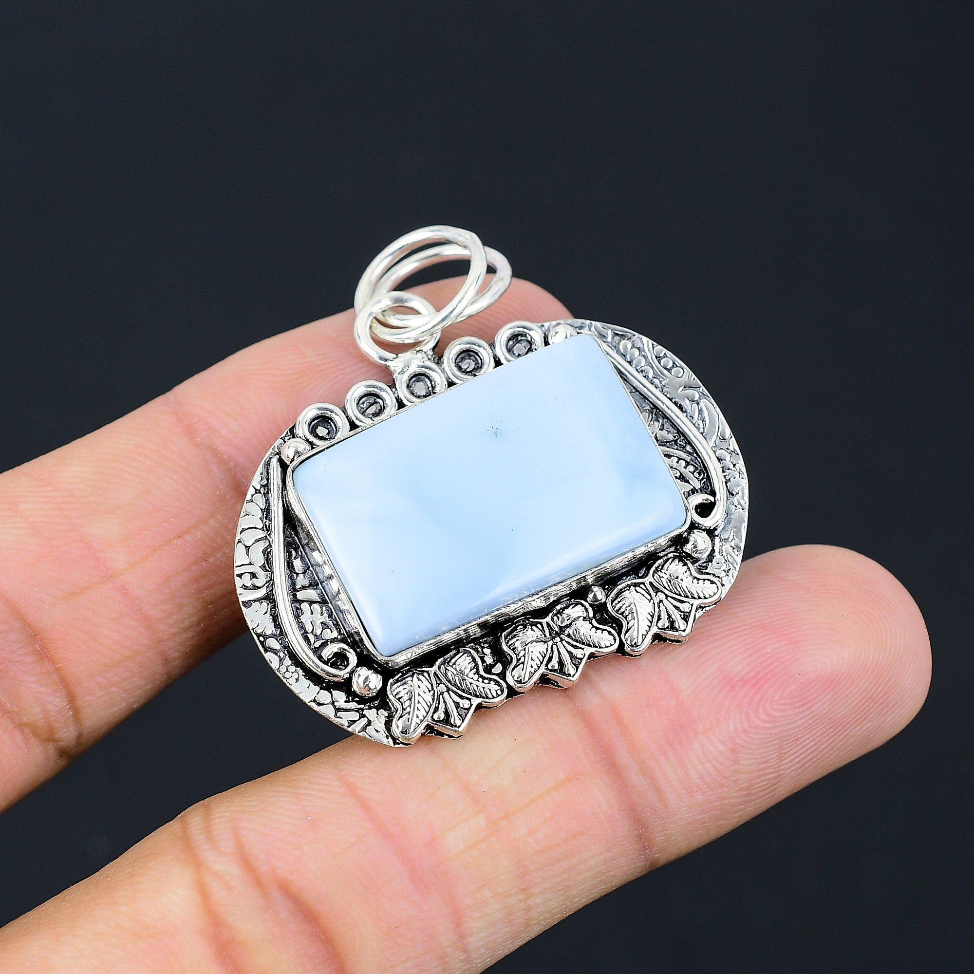 

Natural Owyhee Blue Opal 925 Silver Daughter Birthday Handcrafted Unique Pendant