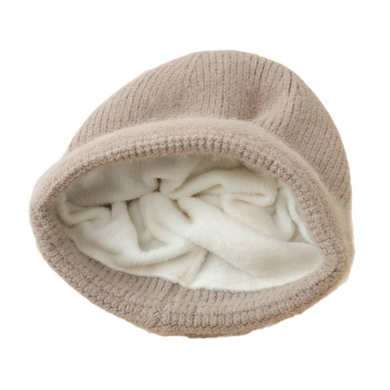 Women's Wool Hats with Autumn and Winter Versatile Thickened Warm and Cold Knitted Hats Showing Face and Ear Protection Cold Hats