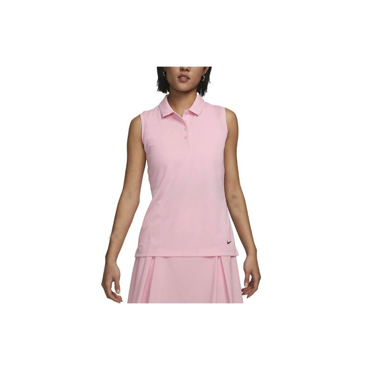 

Nike Однотонная спортивная майка-поло без рукавов облегающего кроя на пуговицах, женские топы, розовая DH2313-690 M