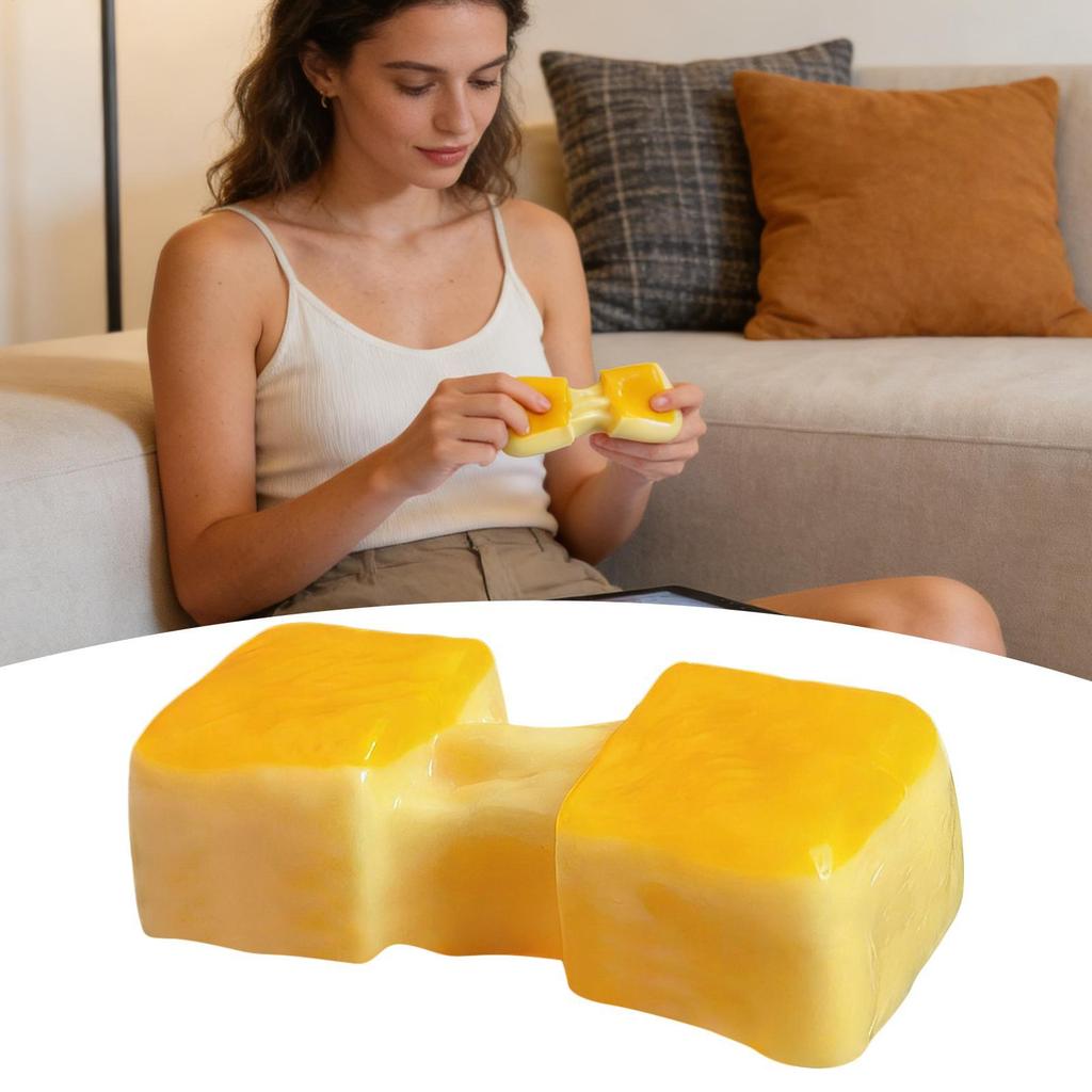 Squeeze Toys Yellow Brushed Rice Cakes Imitation Silicone Soft Sticky Bags Stretchy Food Bread Desserts Fidget Toys For Kids