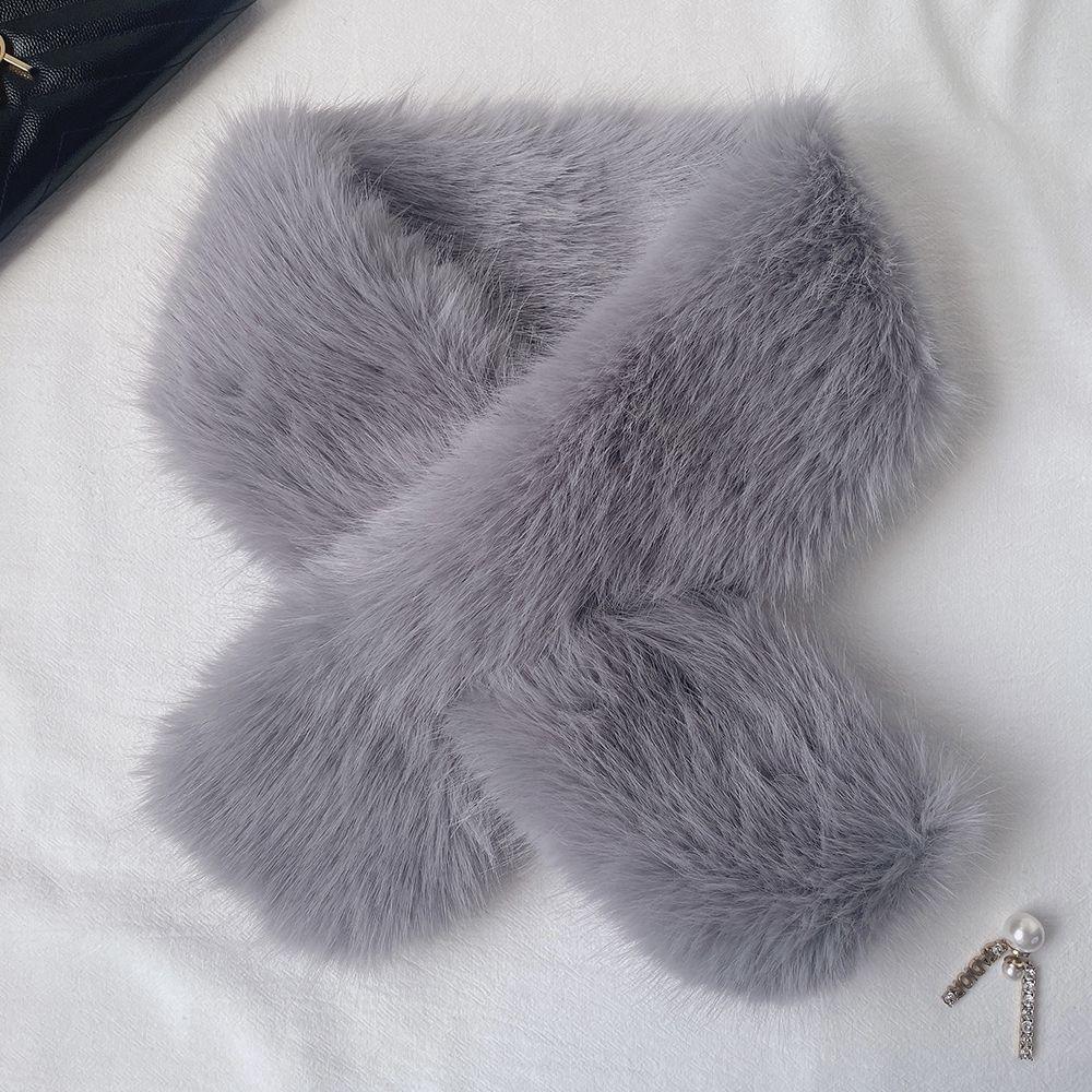 Solid Color Versatile Imitation Mink Fur Fashion Commuter Style Fur Collar Scarf for Women Light Luxury Furry Simple Scarf