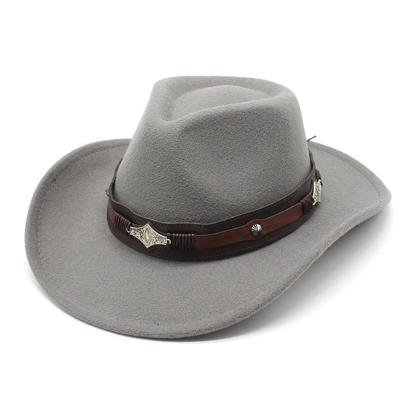 2022 neue Western Cowboy Hut Für Männer Mode Gürtel Gentleman La Cowgirl Jazz Kappe Kirche Fedoras Hüte gorros hombre