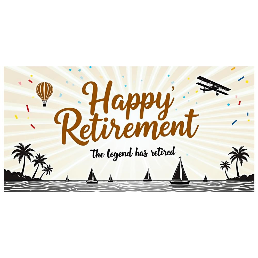 Palm Trees Design Event Banner Travel Decor Happy Retirement Banner for Retirement Gathering Travel Event Vacation Party