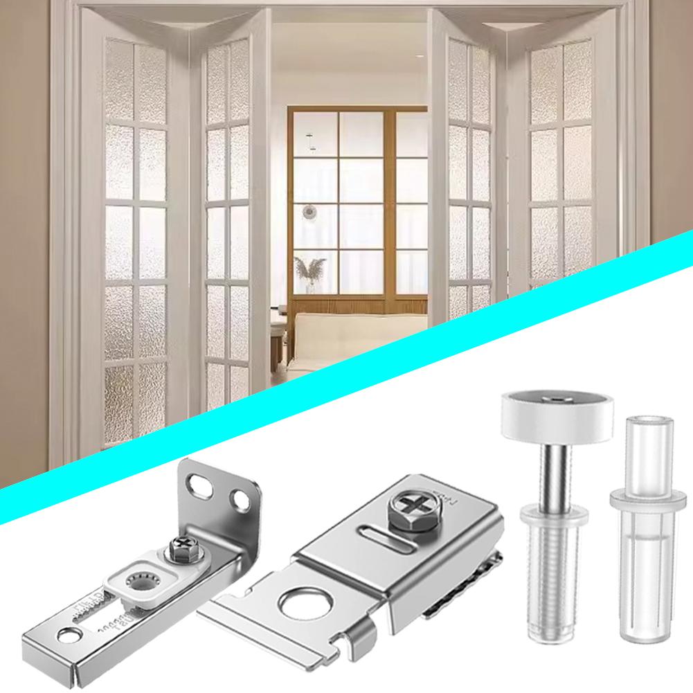 2Pcs Bifold Door Hardware Repair Kit Include Top & Bottom Bracket Sliding Barn Door Hardware Kit with Pivots Door Repair Parts