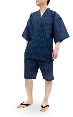 Aiai Jinbei Pyjama Baumwolle und Leinen Kühl und Perfekt für den Sommer und 10 Muster Stilvolle Loungewear und Pyjama-Set Herren-Set, Shijira, 85% Baumwolle, 15%