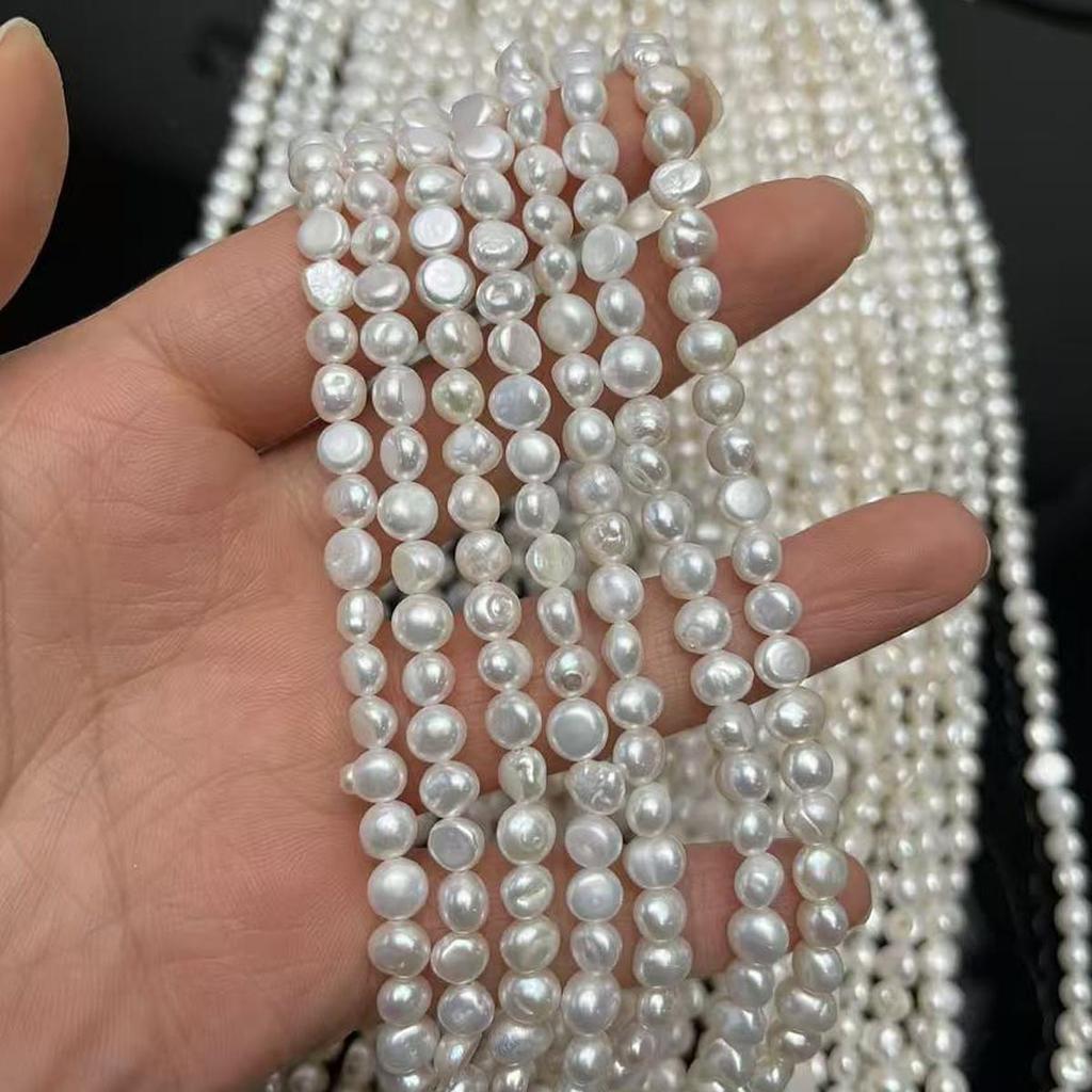 1String, White Natural Freshwater Pearls, 5-6mm, Boho Handmade Nugget Pearl Beads for Jewelry Making DIY Necklace Accessories, Crafts Gifts 36cm