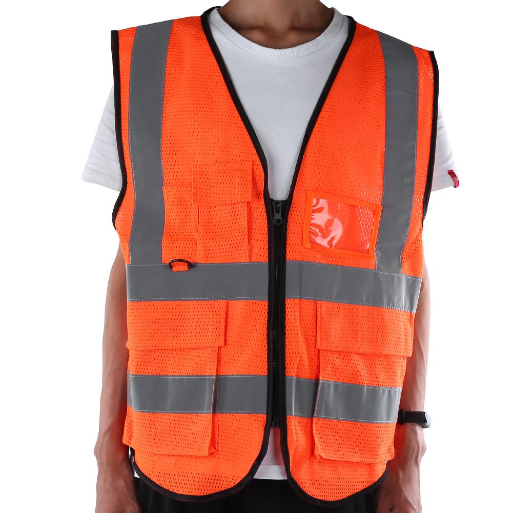 High Visibility Safety Sport Breathable Vest with Mesh Night Security Reflective Waistcoat OrangeOrange