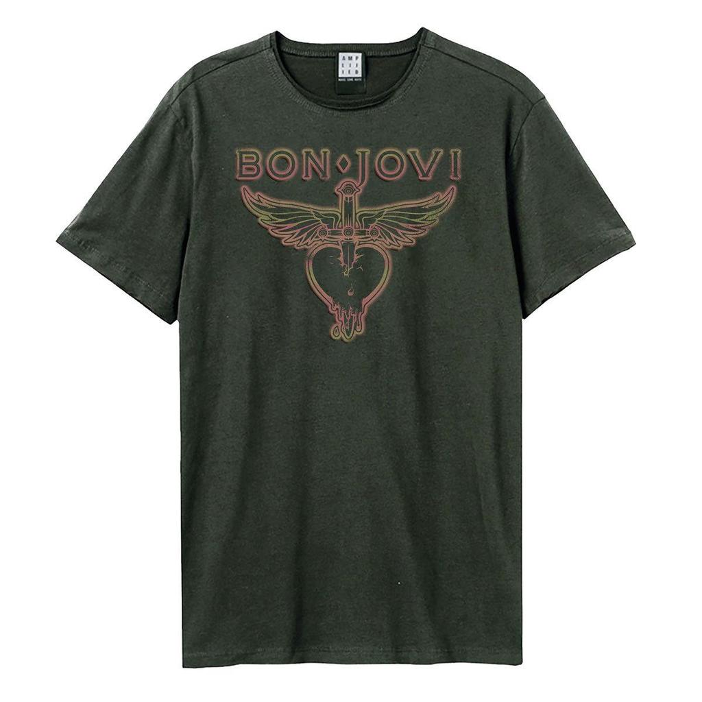 Amplified Unisex Adult Hold On Bon Jovi T-Shirt
