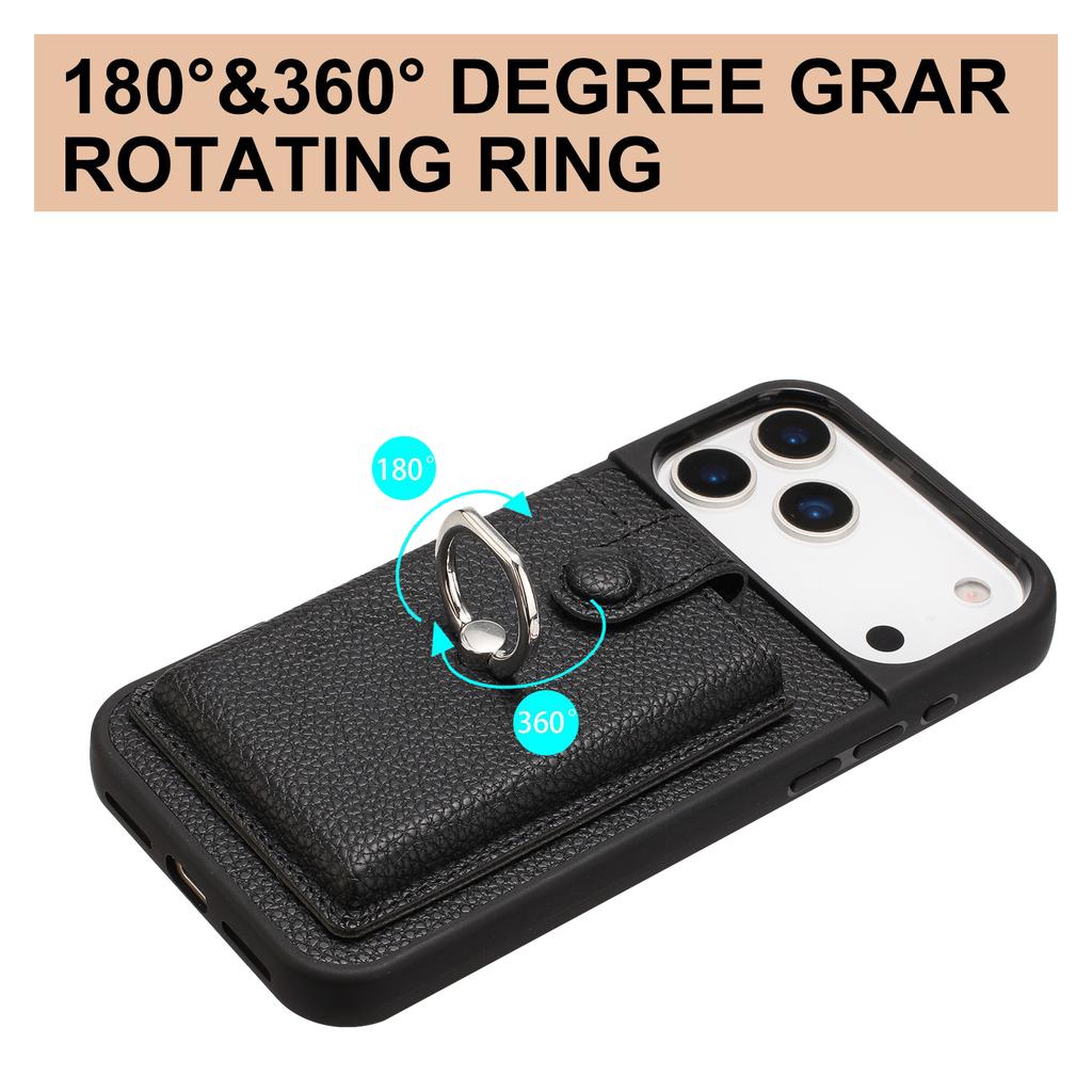 Pro pouzdro na iPhone 17 Pro Max s prstenovým stojánkem, typ kresby, sloty na karty, kožený zadní kryt