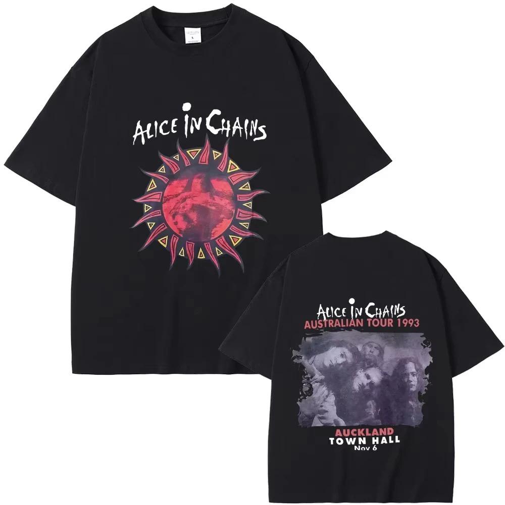 

Alice In Chains 1993 Australian Tour Double Sided Vintage T-Shirt Grunge Rock Black Cotton Unisex T-shirts 4XL