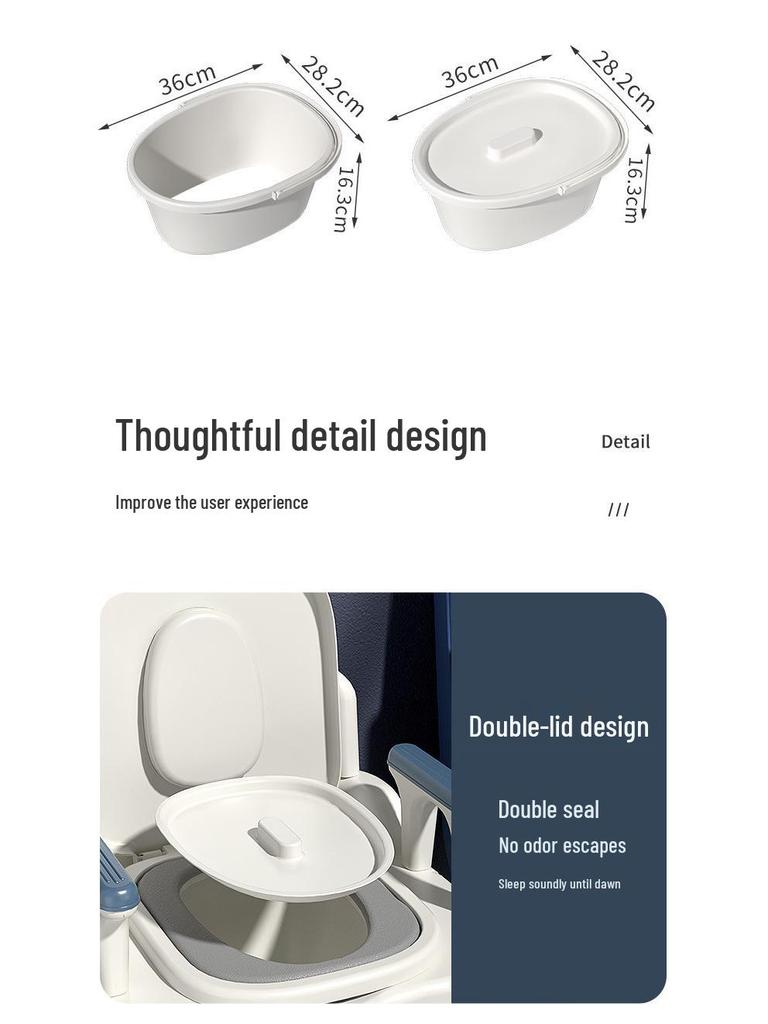 Portable Toilet Chair with Armrests for Elderly, Indoor Use, Bedside Commode for Pregnant Women.