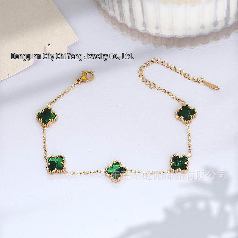 

Элегантный двусторонний браслет с четырехлистным клевером – 11 мм, ювелирное изделие «пять цветков» в стиле легкой роскоши 18K