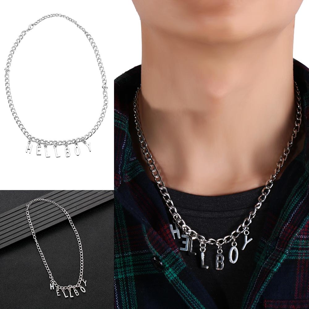 

New Cool Hip Hop Women Bib Chain Hellboy Choker Pendant Necklaces Letter