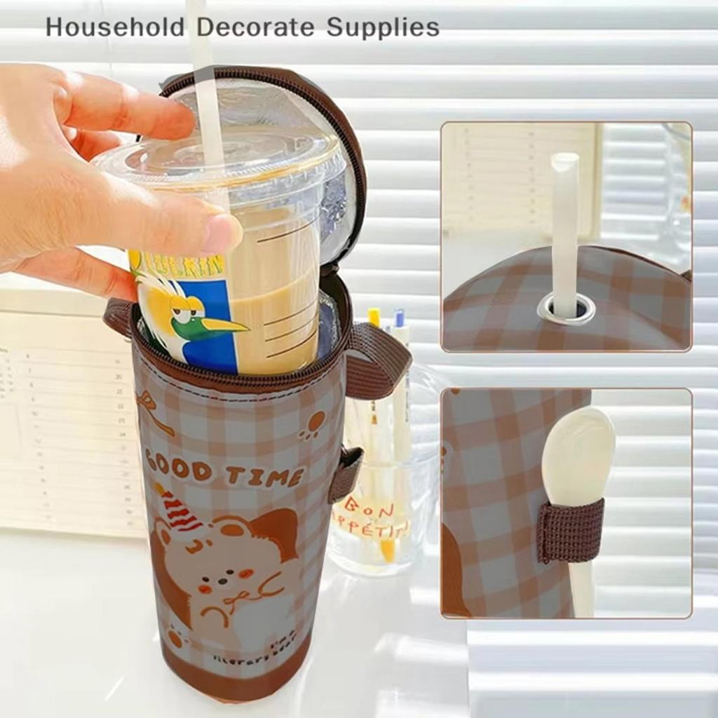 Portable Milk Tea Tote Bag Heat Preservation Pouch Carrying Insulated Cup Cover Umbrella Bag Handbag Camping Drinkware Accessories