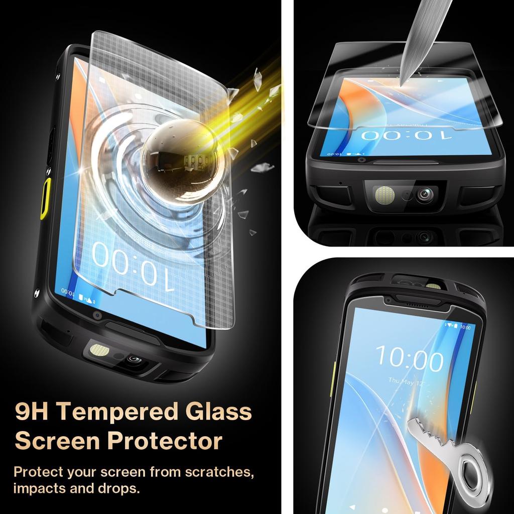 TC53 Screen Protector for Zebra Symbol TC53 TC58 Barcode Scanner Handheld Mobile Computer, Case Friendly 9H Hardness Tempered Glass Film (3 Pack)