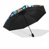 1pc Stained Glass Rabbit Design Automatic Opening/Closing Umbrella - Portable 3-Fold Design, 8-Bone Iron Frame Outdoor Umbrella - Perfect Gift for Fan